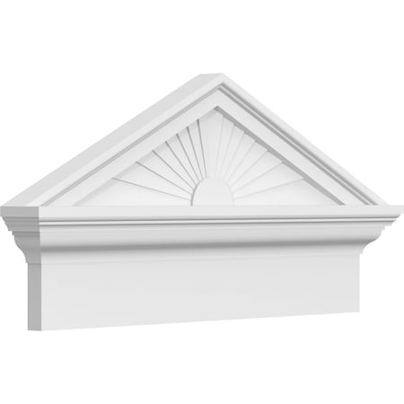 Ekena Millwork Peaked Cap Sunburst Architectural PVC Combination Pediment, 24"W x 12-7/8"H x 2-3/4"P (Pitch 6/12) PEDPC024X130PKC01